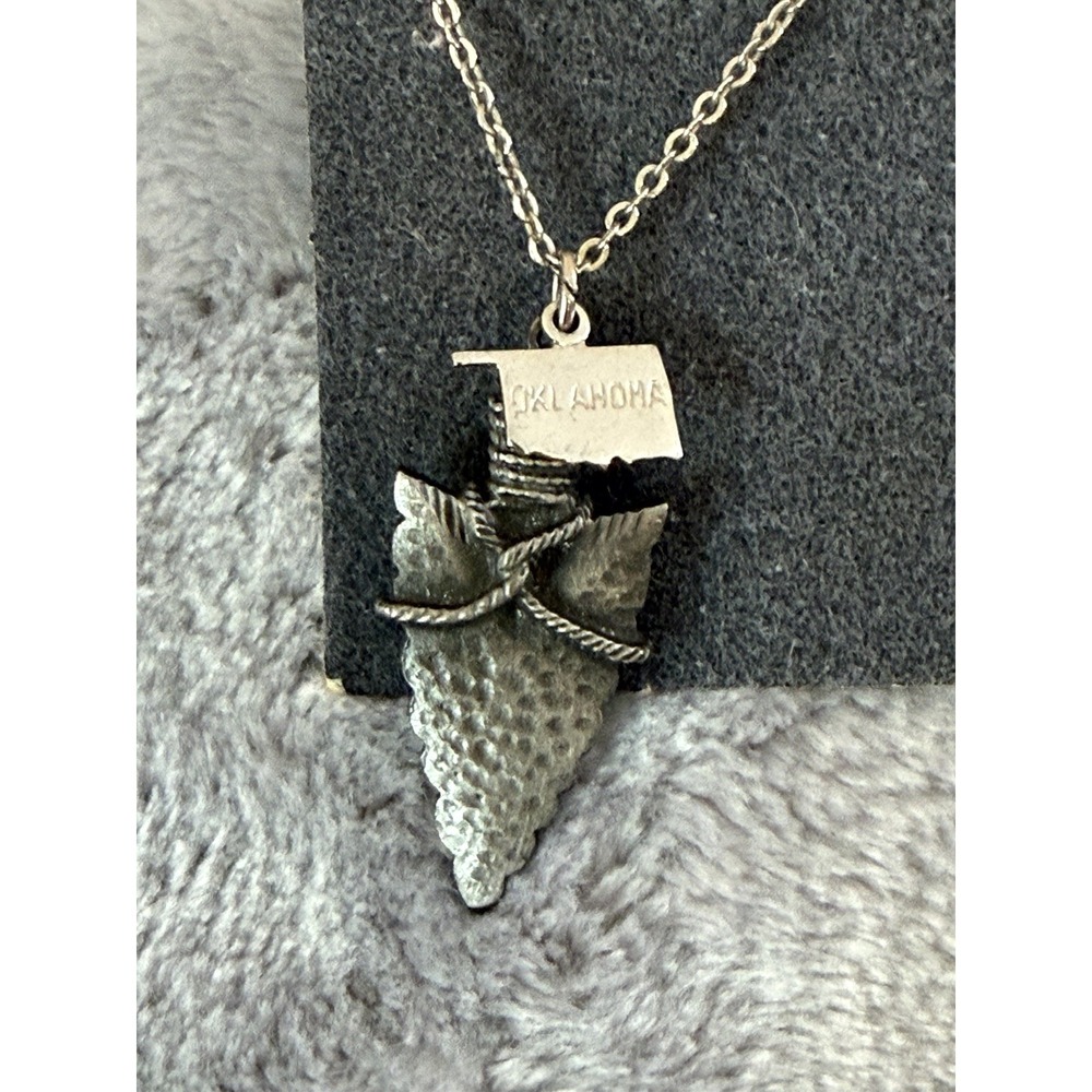 Vintage Nakagawa Corp Wrapped Arrowhead Oklahoma Necklace Pendant Nick‎ Silver